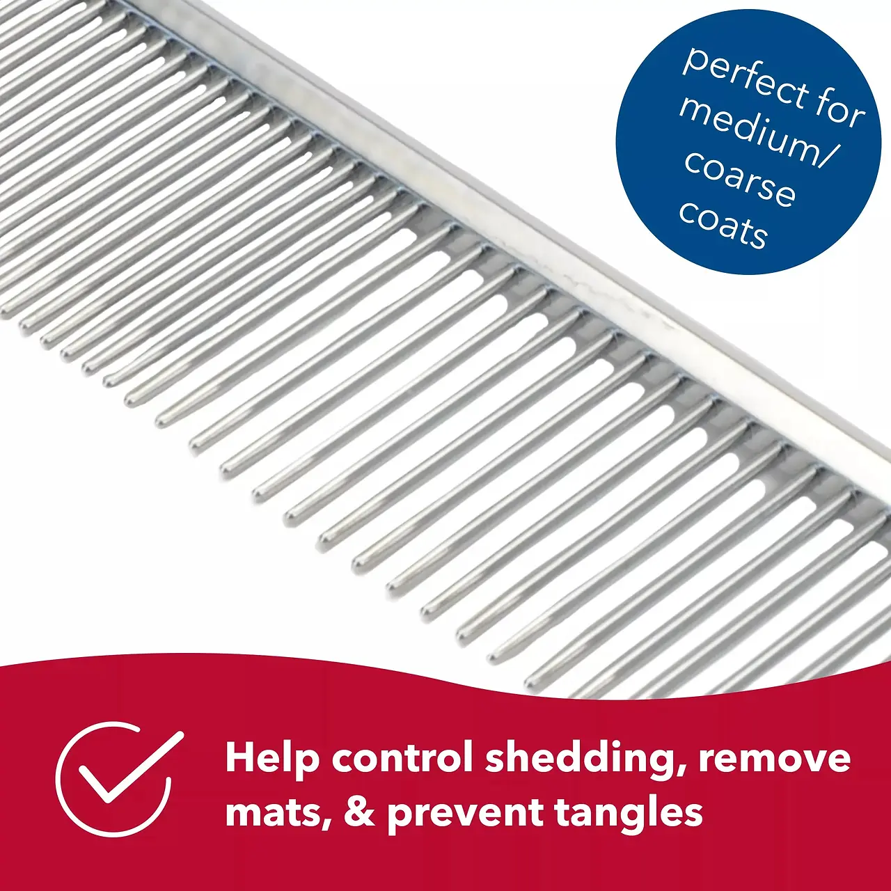 Dog Grooming Comb for Medium & Coarse Coat 7-1/4"