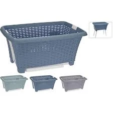 LAUNDRY BASKET W LEGS - 3 ASSORTED COLORS