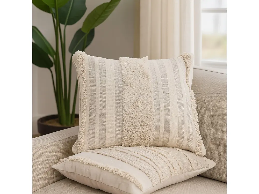 CUSHION 45X45CM TASSELS -3 ASSORTED
