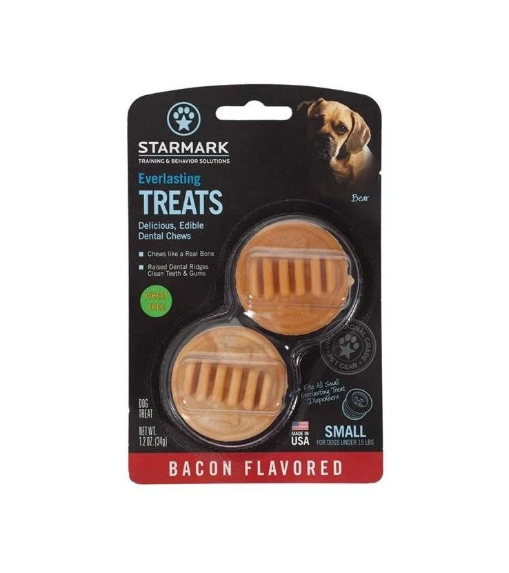 Everlasting Bacon Treat with Dental Ridges for Everlasting Treat Toy Small 2-Pack