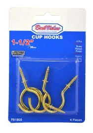 1 1/2" CUP HOOKS 4PC