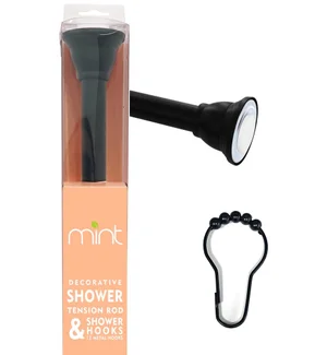 MATTE BLACK 42-72 SHOWERROD W/ 12 HOOKS