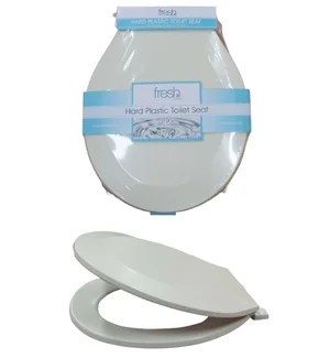 WHITE 17" BEVELED PLASTIC TOILET SEAT