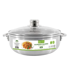 #9 6.9QT ALUMINUM CALDERO W/ GLASS LID