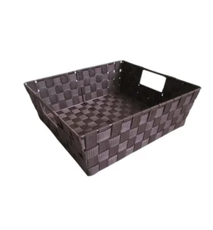 BROWN LARGE WOVEN STRAP BIN 13X15X5