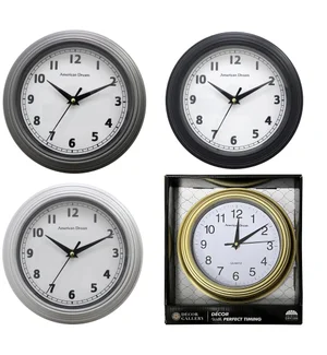 9" NO-TICKING ROUND WALL CLOCK