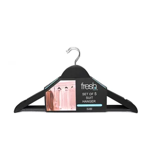 MATT BLACK/CHROME S/5 WOOD SUIT HANGERS