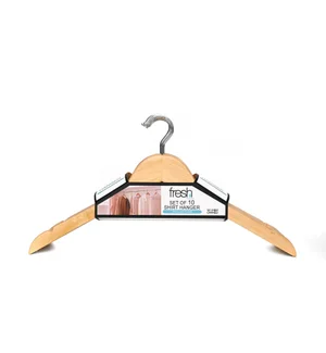 GLASS NATURAL/CHROME S/10 WOOD SHIRT HANGER