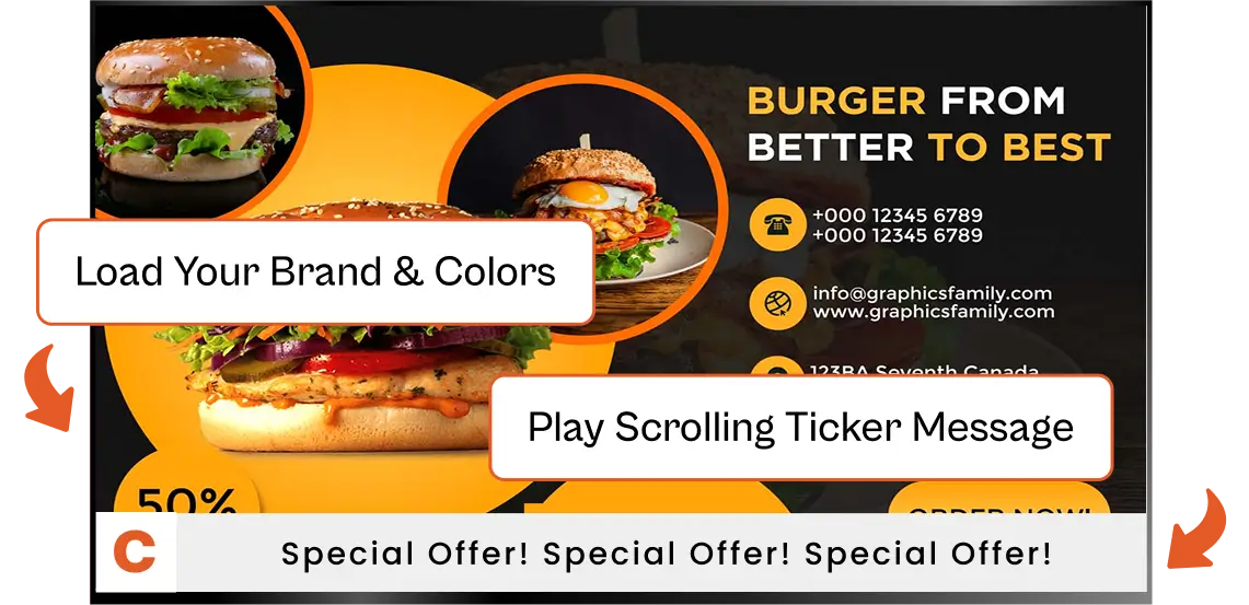 LightningAds Digital Signage with ticker feature