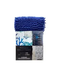 1PC PRINTED MICROFIBER SHOWER CURT W/ MAT