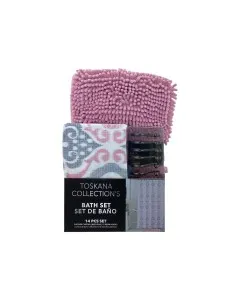 1PC PRINTED MICROFIBER SHOWER CURT W/ MAT