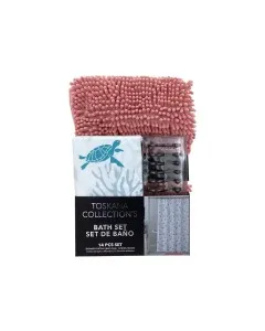 1PC PRINTED MICROFIBER SHOWER CURT W/ MAT