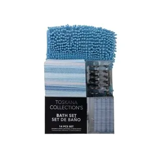 1PC PRINTED MICROFIBER SHOWER CURT W/ MAT