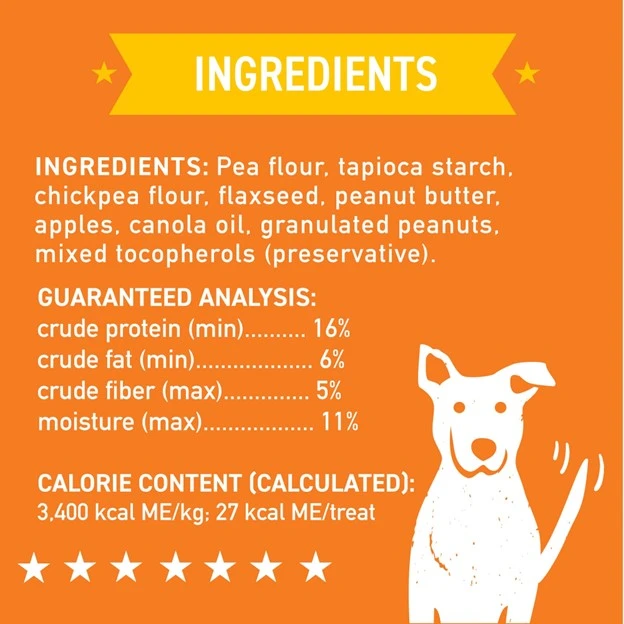 Crunchy Grain-Free Treats for Dogs Peanut Butter & Apples 14 oz