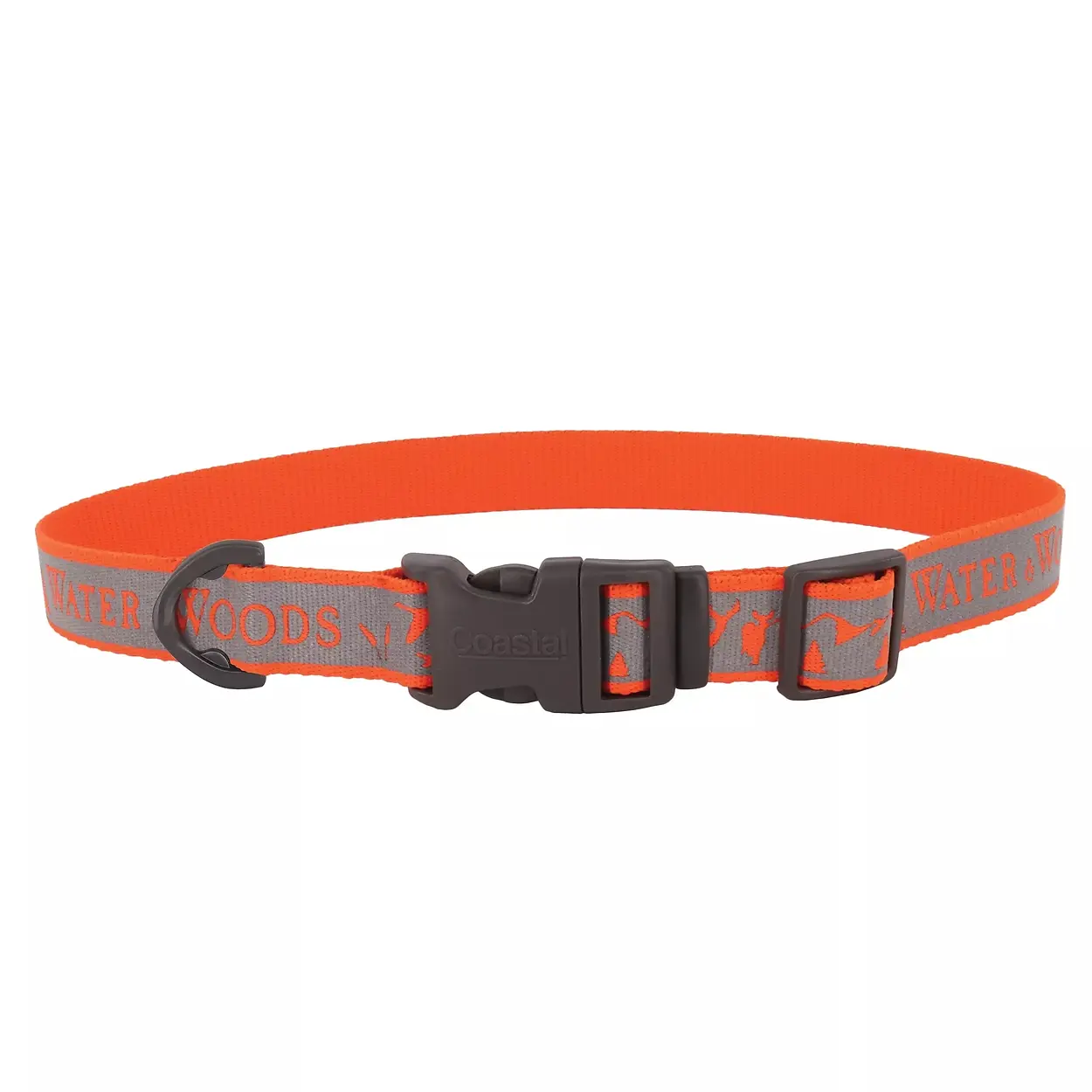 Adjustable Reflective Dog Collar Orange Large 1" x 18"-26"
