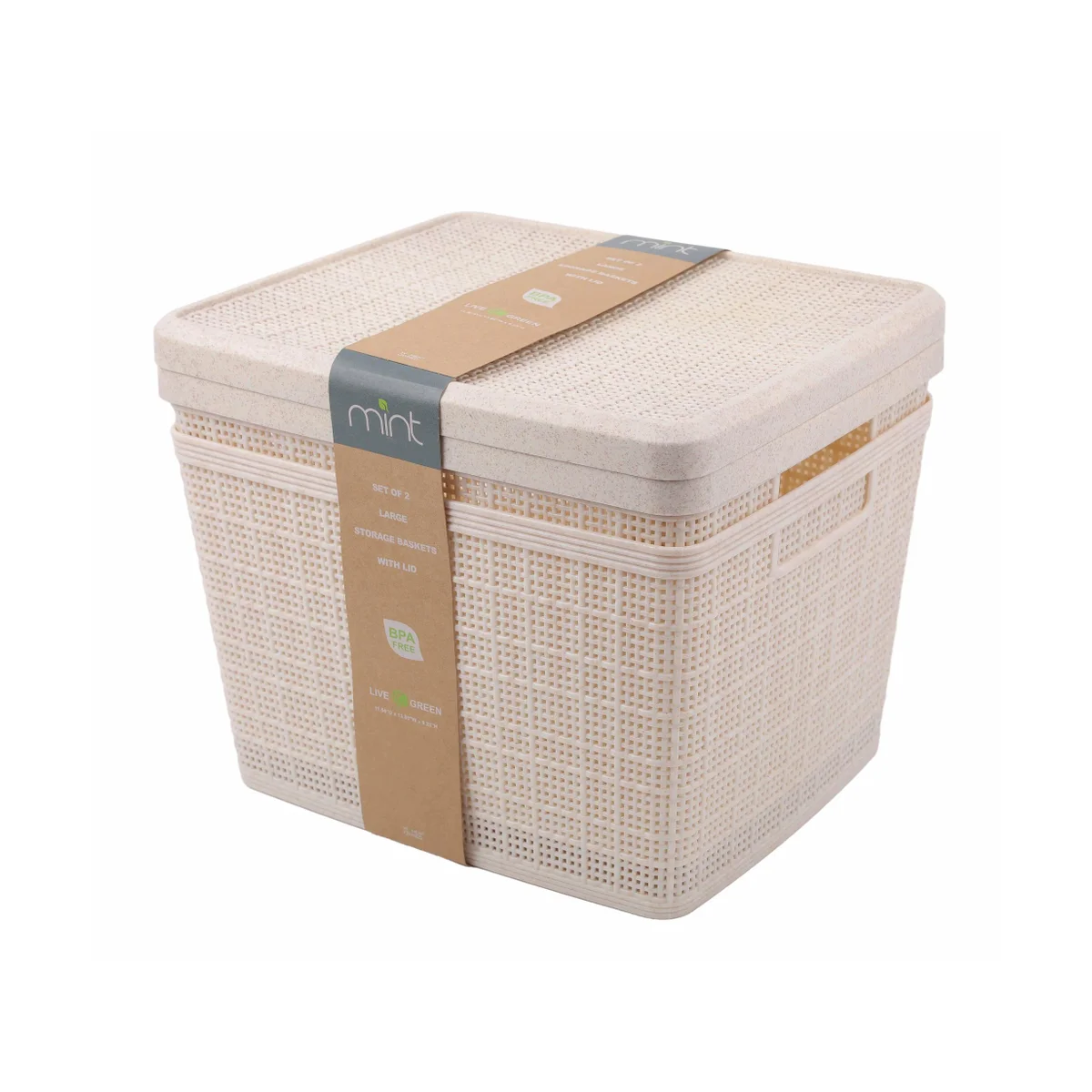 SET OF 2 - LARGE - STORAGE BASKETS W/ LID