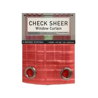 1PC SOLID PLAID WINDOW CURTAIN - RED