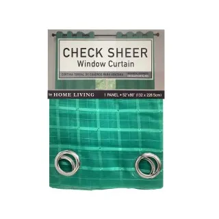 1PC SOLID PLAID WINDOW CURTAIN - GREEN