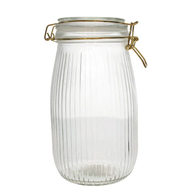 1500ML GLASS CANISTER W/METAL CLIP