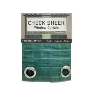 1PC SOLID PLAID WINDOW CURTAIN - TEAL