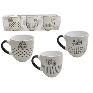 S/3 11OZ STONEWARE MUG
