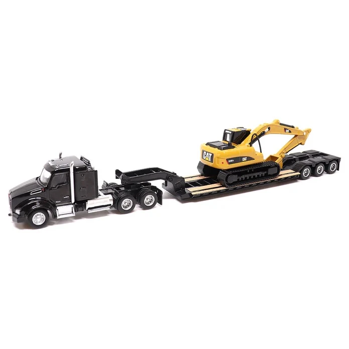 1:87 Scale Kenworth T880s SBFS 40" Sleeper Tandem Tractor with Lowboy Trailer & 320D L Hydraulic Excavator