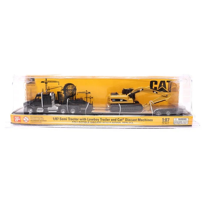 1:87 Scale Kenworth T880s SBFS 40" Sleeper Tandem Tractor with Lowboy Trailer & 320D L Hydraulic Excavator