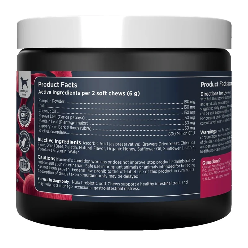 Probiotic Digestive Health Support Soft Chew Supplements For Dogs 9.5 oz