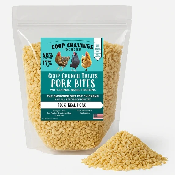 Coop Crunch Pork Bites Treats for Chickens 3 lb