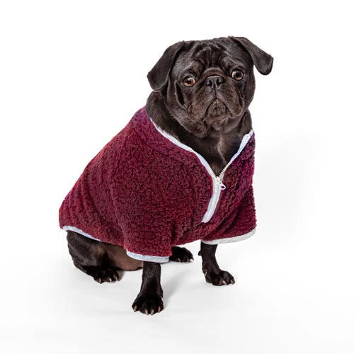 Half-Zip Sherpa Fleece Pullover | Cranberry Small