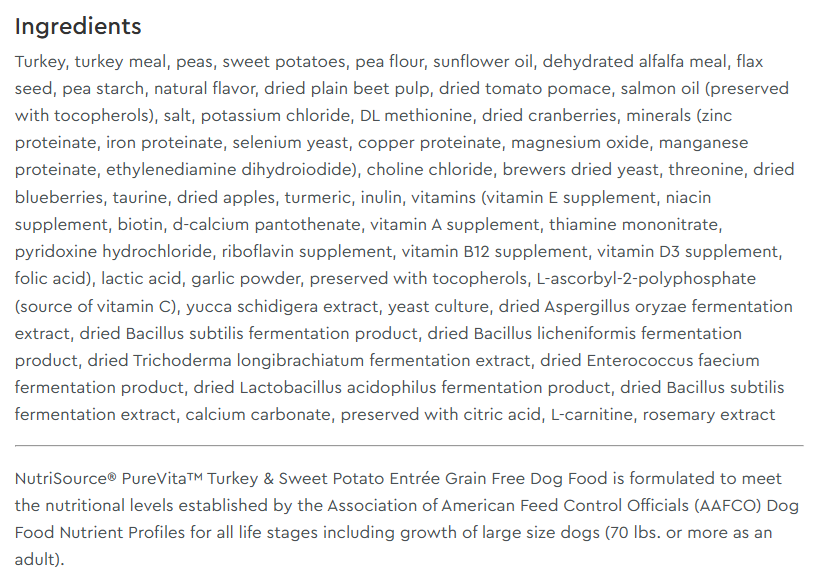 PureVita Limited Ingredient Turkey & Sweet Potato Entrée Grain-Free Dry Dog Food 25 lb