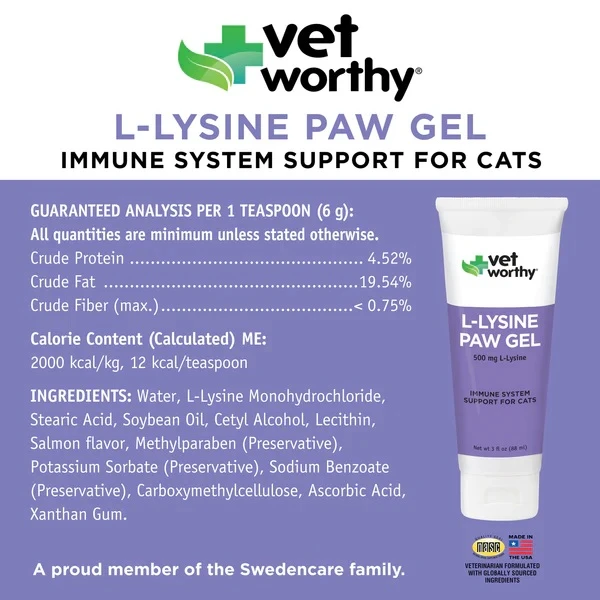 L-Lysine Paw Gel Immune Systems Support for Cats 3 oz