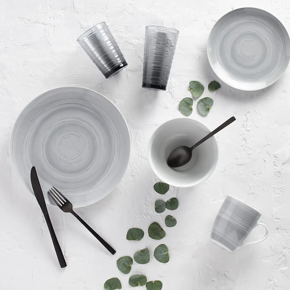 16PC - PRC GREY STONE - DINNERSET