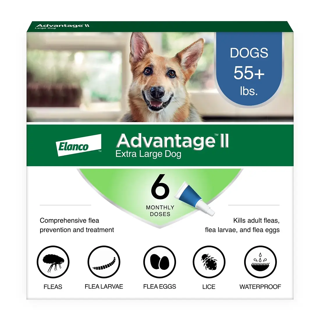 Advantage II Flea Treatment for X-Large Dogs 55-100 lb | 4 Pack