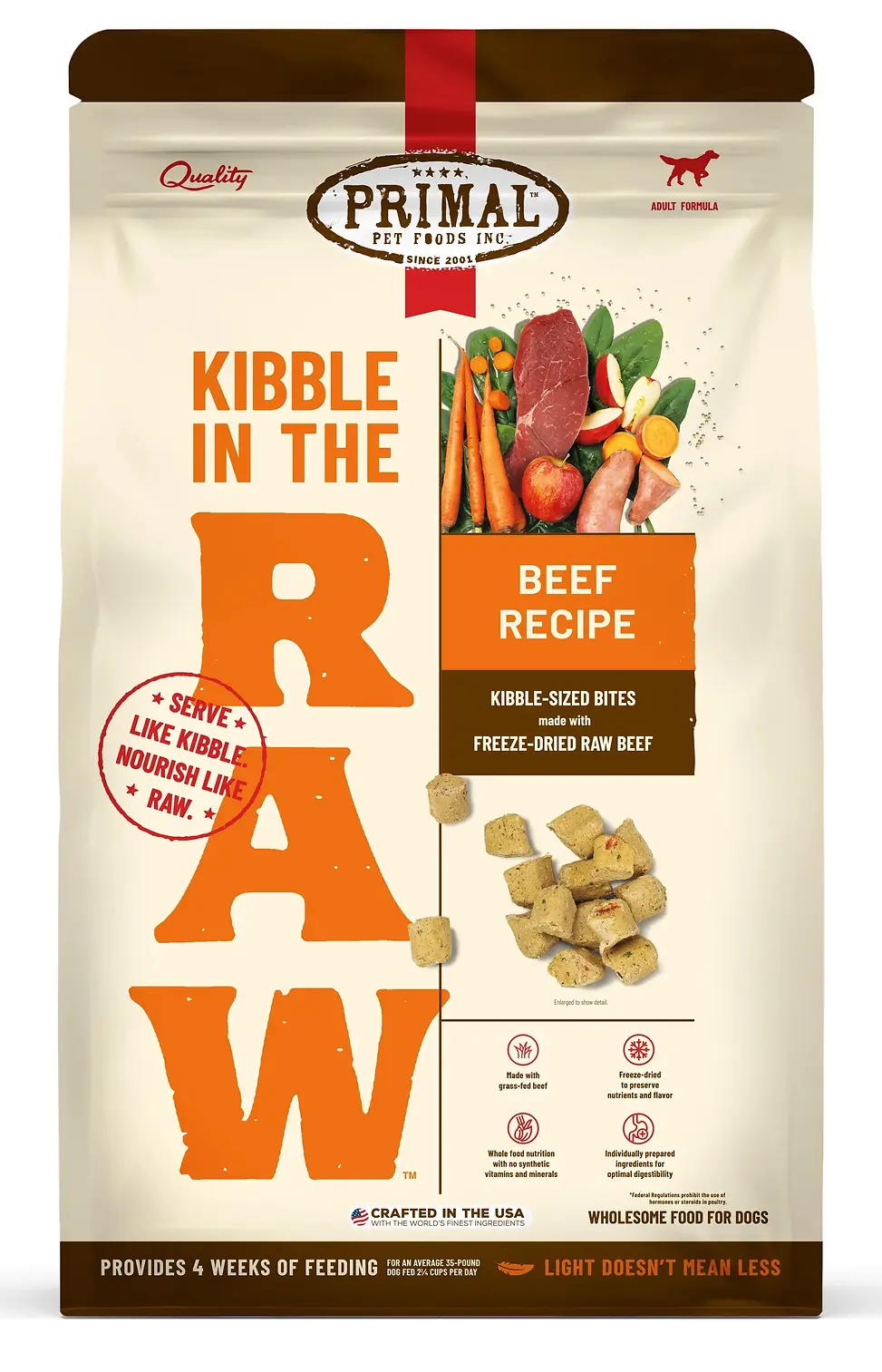 Kibble in the Raw Beef Recipe Freeze-Dried Dog Food 1.5 lb