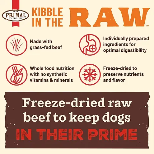 Kibble in the Raw Beef Recipe Freeze-Dried Dog Food 1.5 lb