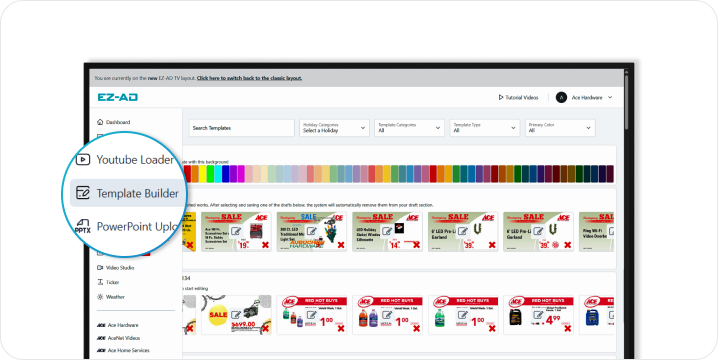 Panel de plantillas de señalización digital