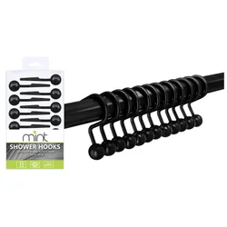 Matte Black - 12PC Shower Hooks