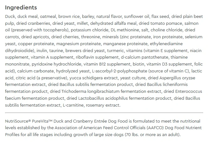 Limited Ingredient Duck & Cranberry Entrée with Wholesome Grains Dry Dog Food 25 lb