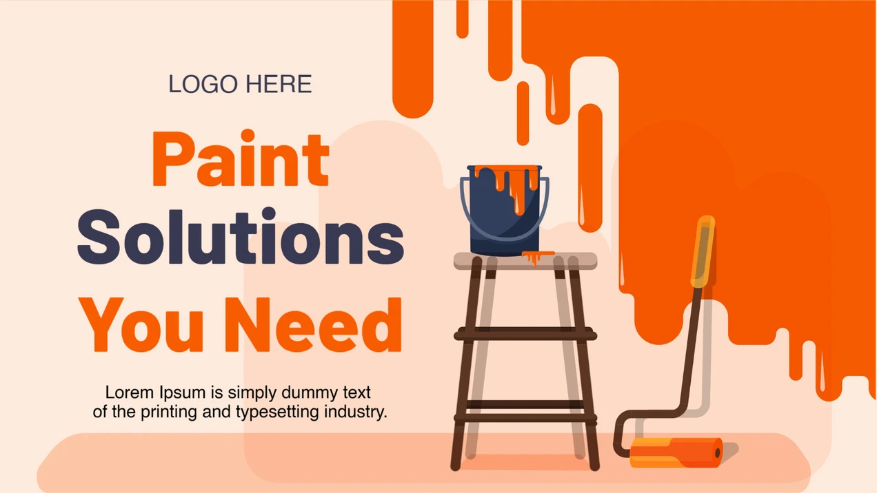 EZ-AD Tv digital signage template for paint stores featuring paint solutions and home improvement tools