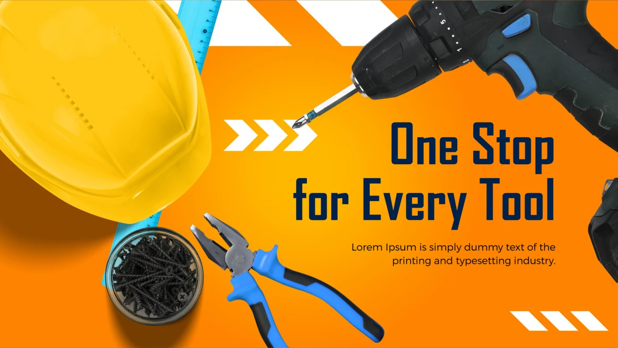 EZ-AD Tv digital signage template for hardware stores showing tools with the message one stop for every tool