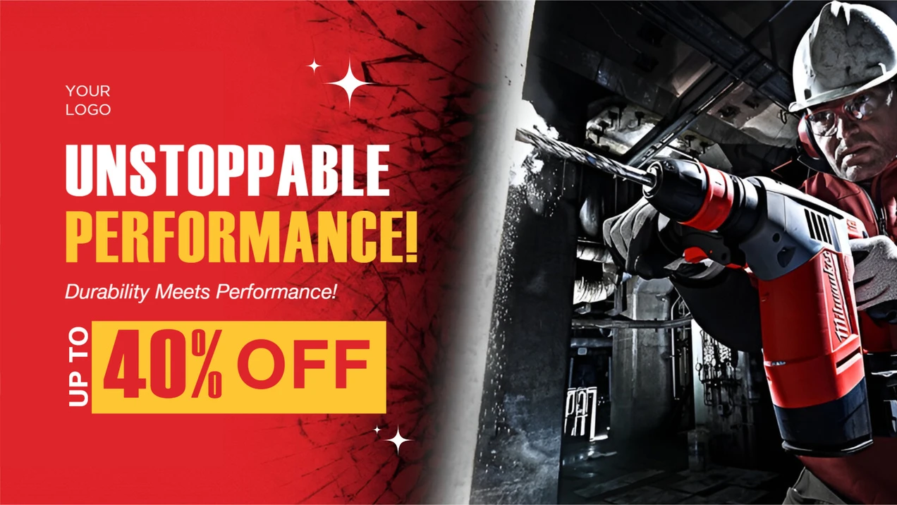 EZ-AD Tv digital signage promotional template advertising up to 40 percent off on power tools