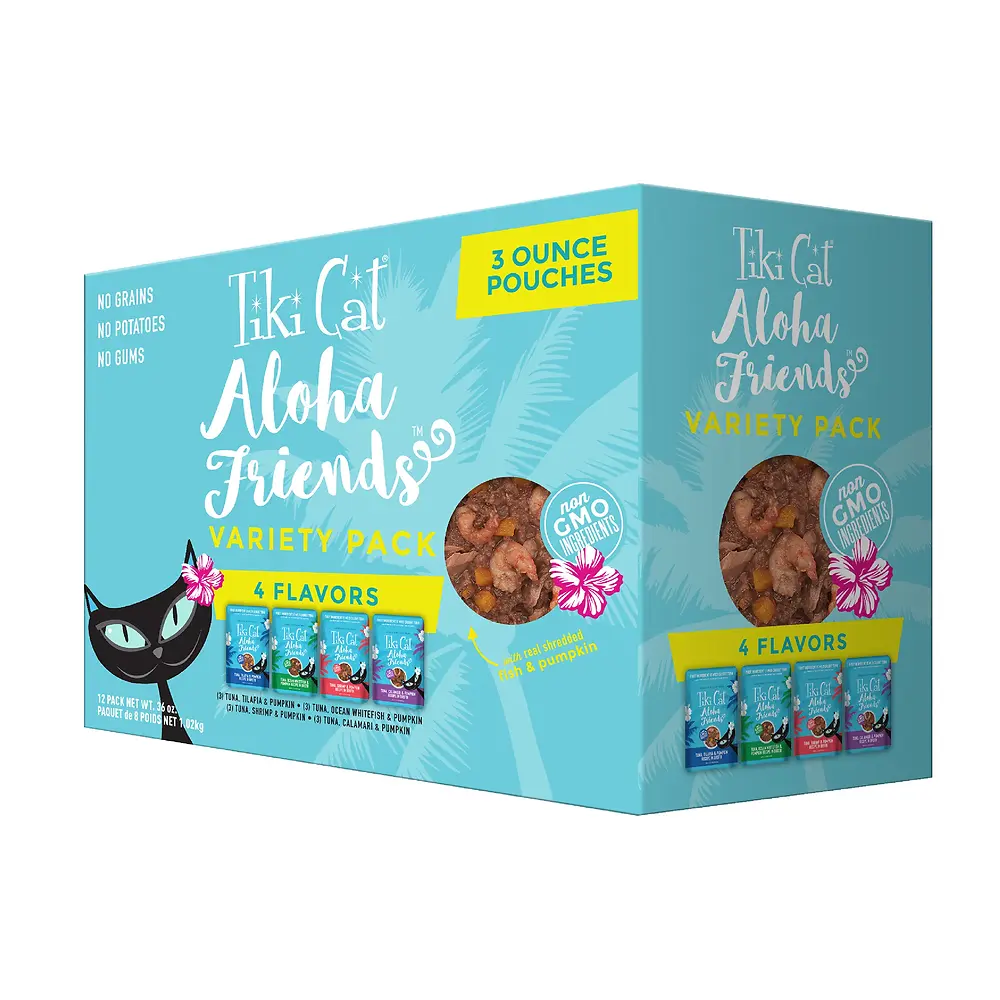 Aloha Friends Variety Pack Wet Cat Food Pouches 3 oz | 12 Pack