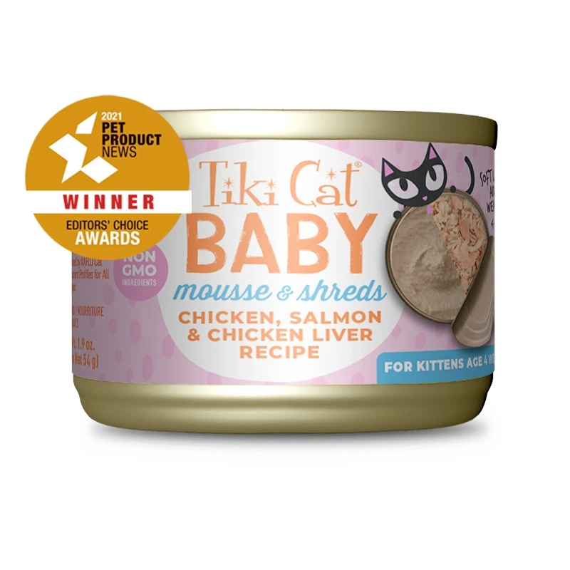 Baby Mouse & Shreds Chicken, Salmon & Chicken Liver Recipe Kitten Canned Cat Food 1.9 oz | 3 Pack