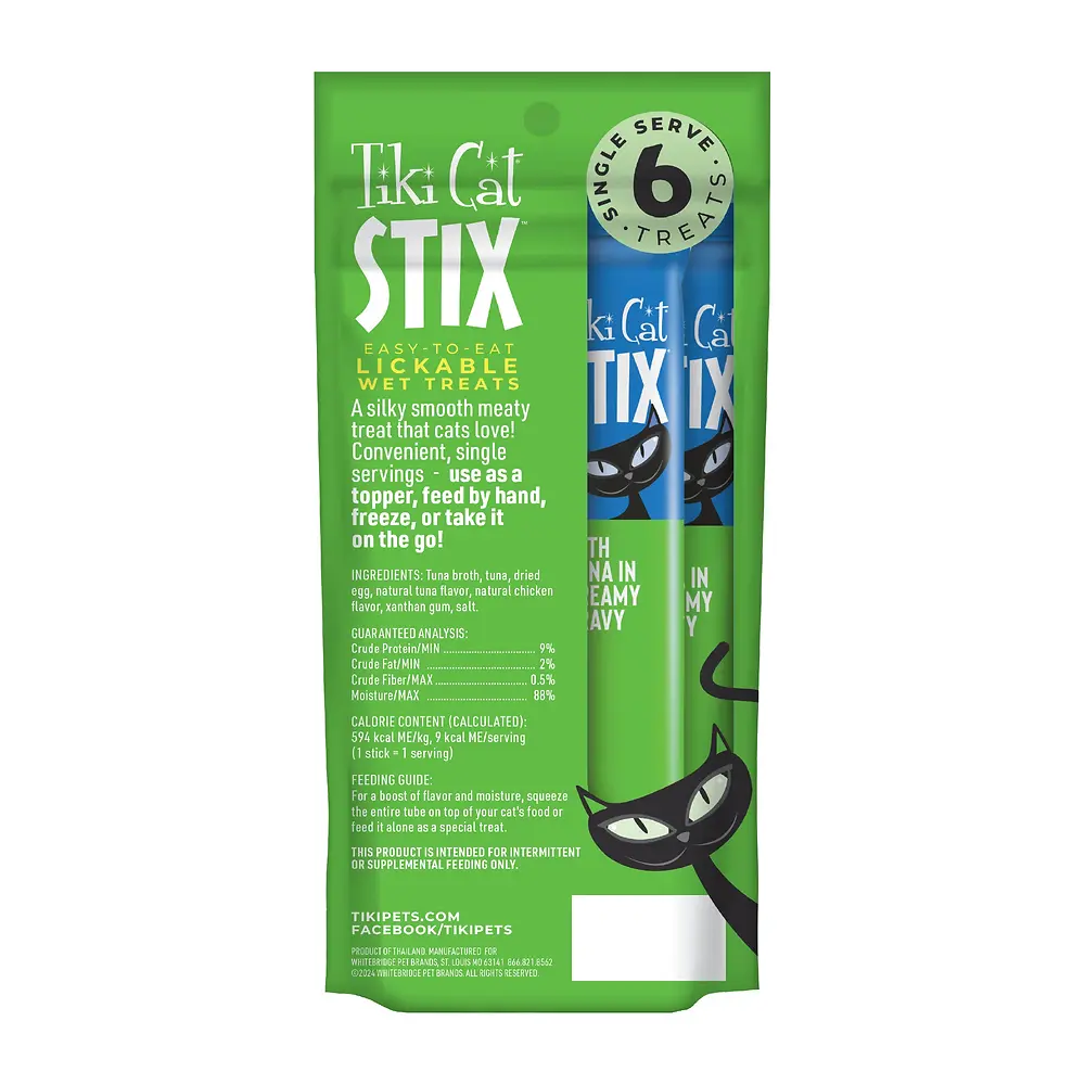 STIX Tuna in Creamy Gravy Wet Treat for Cats 3 oz | 6 Single Serve Packs
