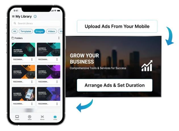 EZ-AD TV Digital Signage for corporate with mobile app