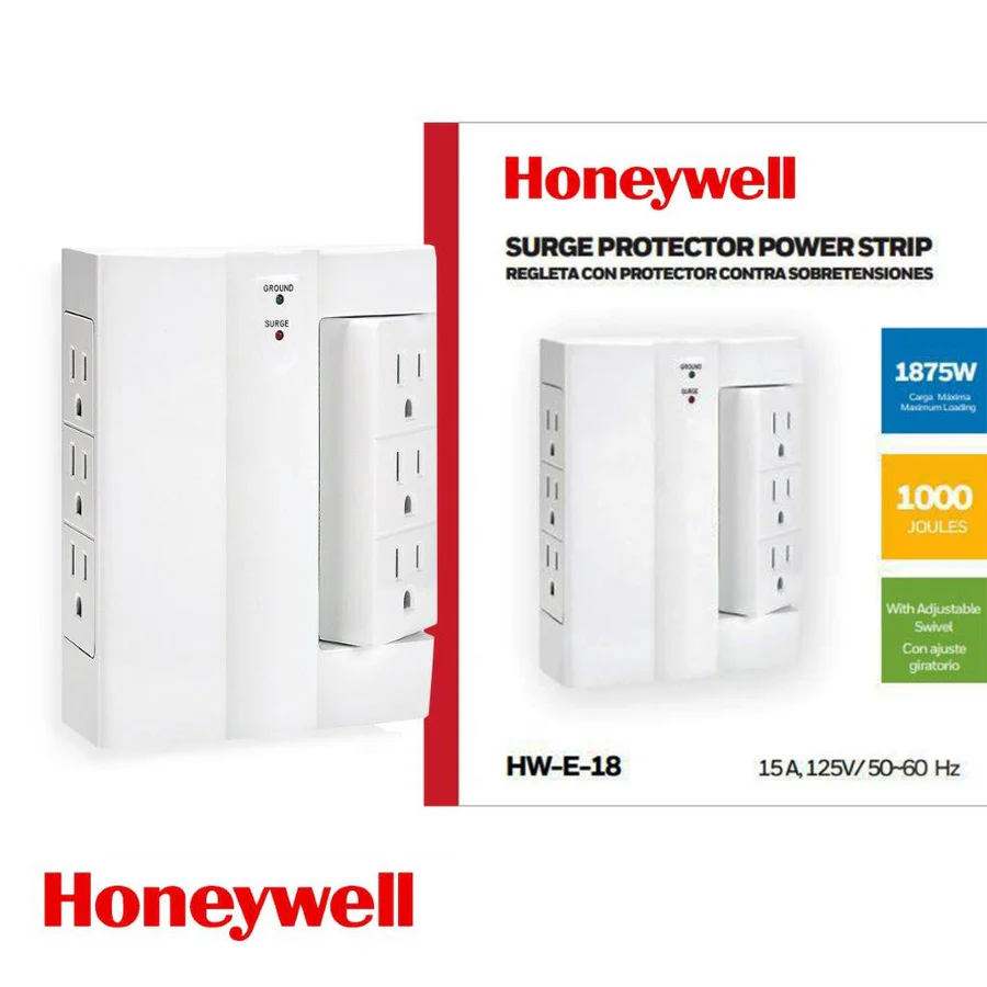 Wall-mounted 6-outlet surge protector - 6-OUTLETS