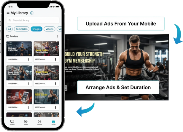 EZ-AD TV Template for gyms with mobile app management