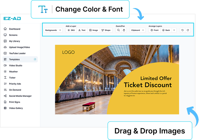 EZ-AD Digital Signage for museum with customizable options