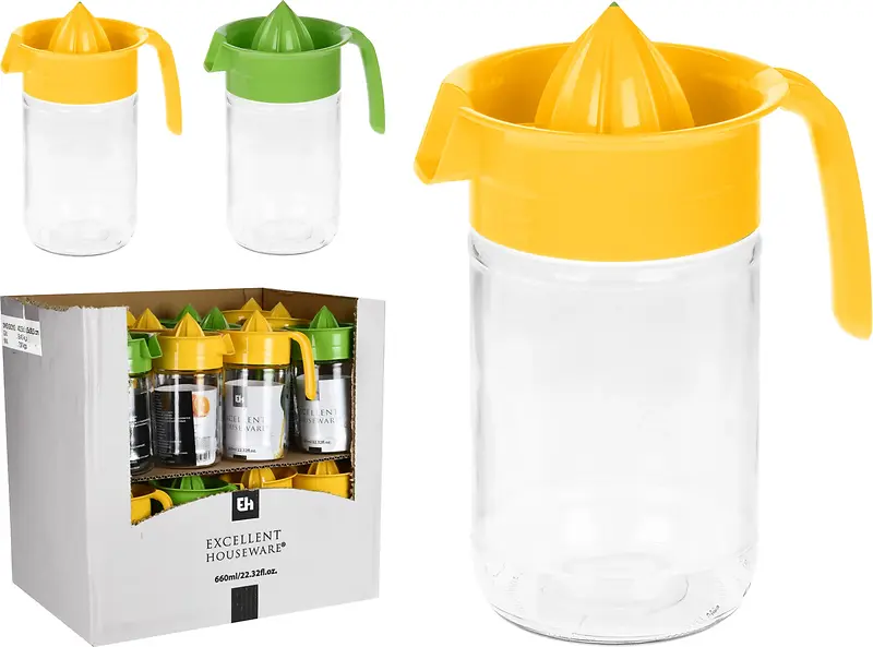 Manual Citrus Juicer Pitcher with Integrated Reamer – 22.3 oz